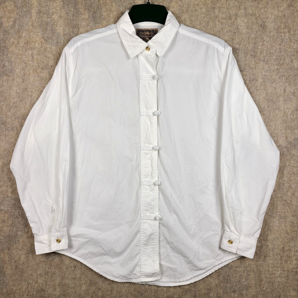 VTG Tantrum Blues Men's M White Button Up Cotton Hong Kong Decorative Buttons